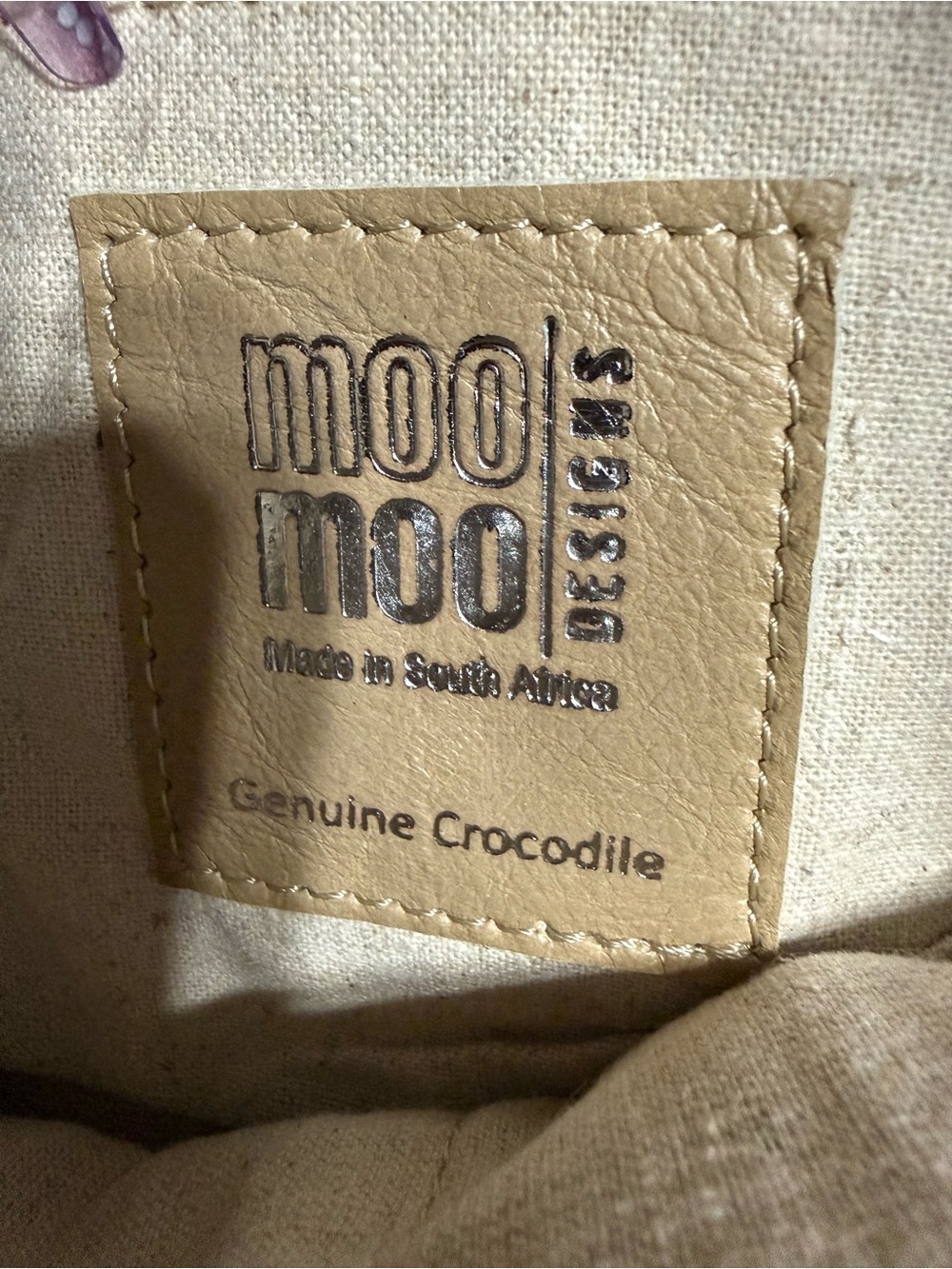 Moo Moo Designs Beige Genuine Crocodile Leather Shoulder Bag